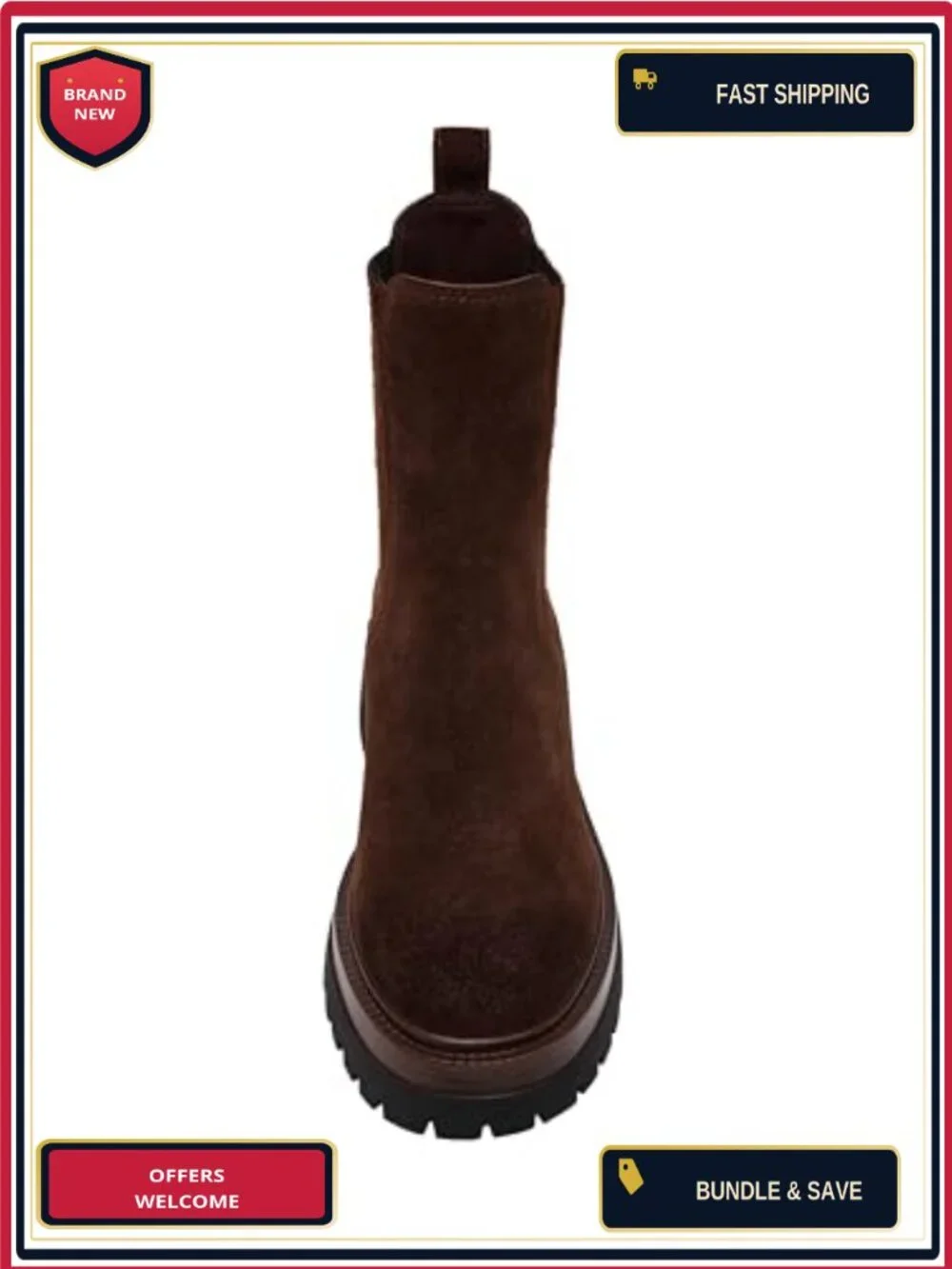 Steve Madden Blitzen Chelsea Ankle Bootie Suede Block Heel Pull-On Round Toe